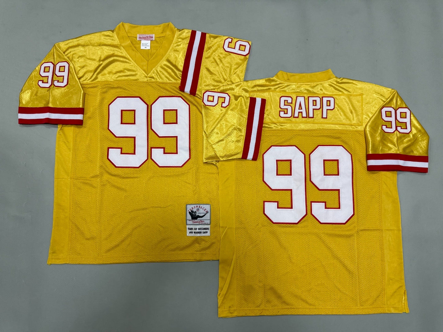 TAMPA BAY BUCCANEERS WARREN SAPP YELLOW VINTAGE JERSEY