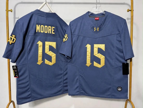 NORTE DAME FIGHTING IRISH LEONARD MOORE ROYAL BLUE JERSEY