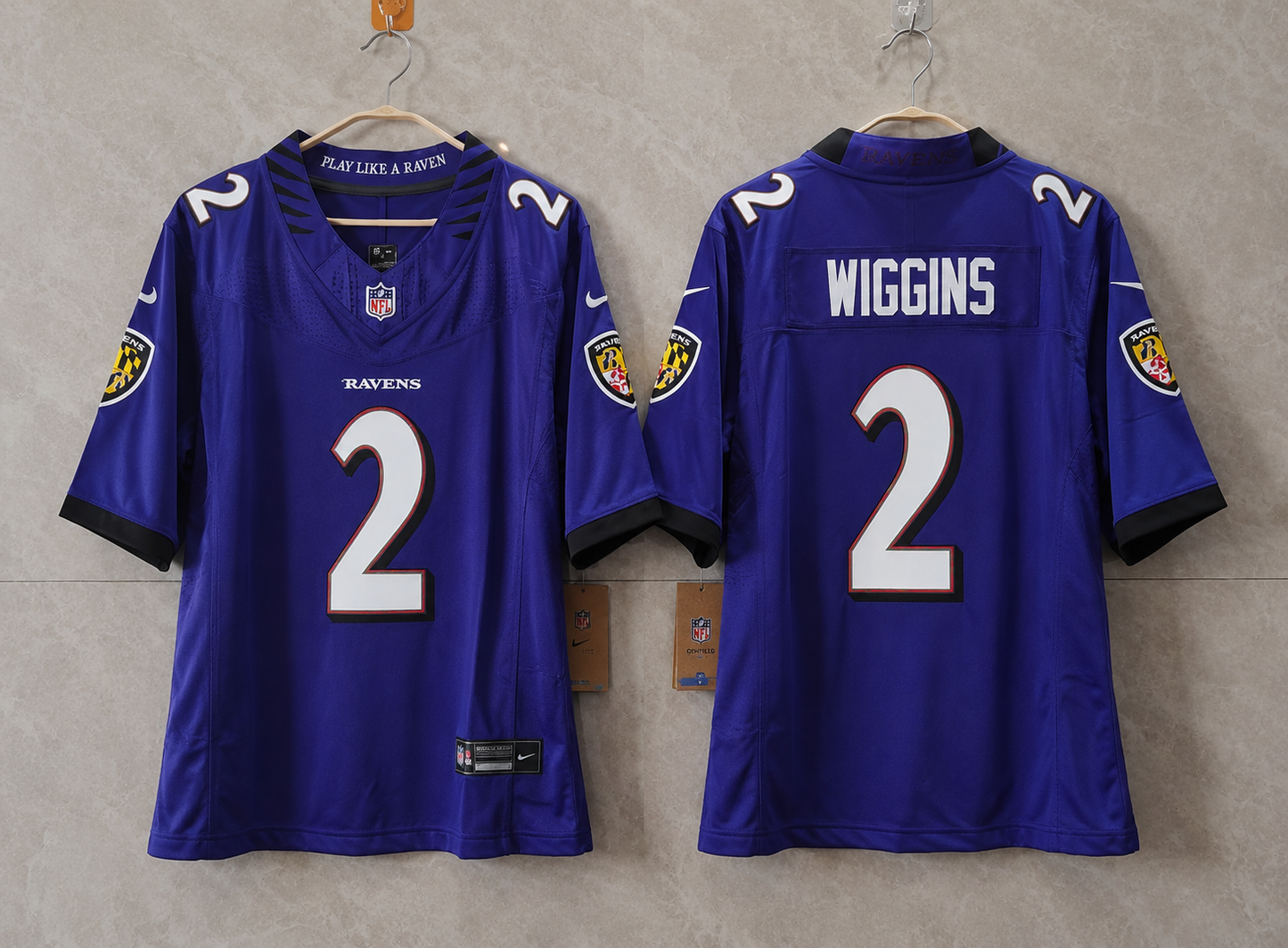 BALTIMORE RAVENS NATE WIGGINS PURPLE JERSEY