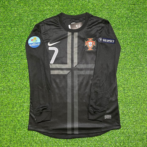 Cristiano Ronaldo Portugal Euro 2012 Away Black Long Sleeve Retro Football Jersey