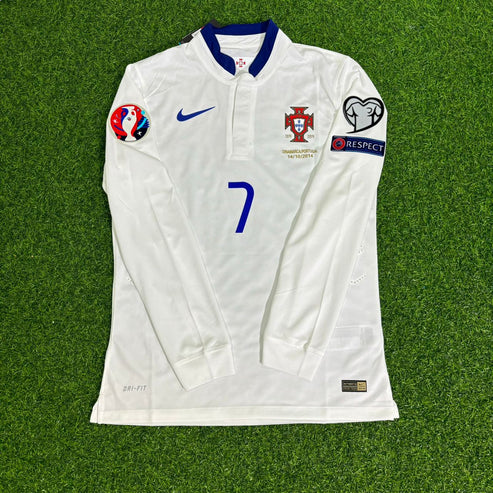 Cristiano Ronaldo Portugal EURO 2016 White Long Sleeve Retro Football Jersey