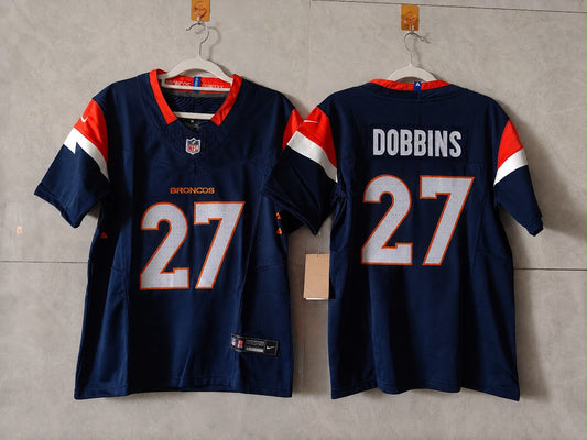 DENVER BRONCOS JK DOBBINS BLUE JERSEY