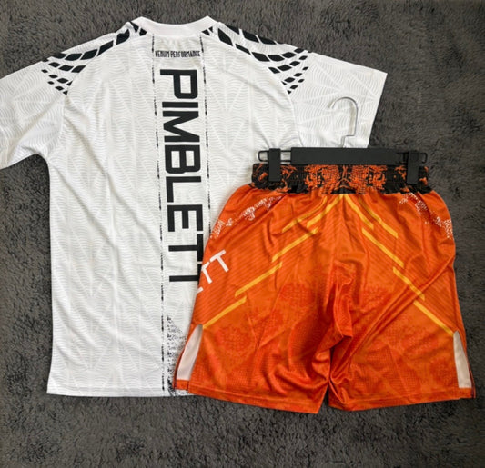 PADDY PIMBLETT WHITE SHIRT AND ORANGE SHORTS COMBO