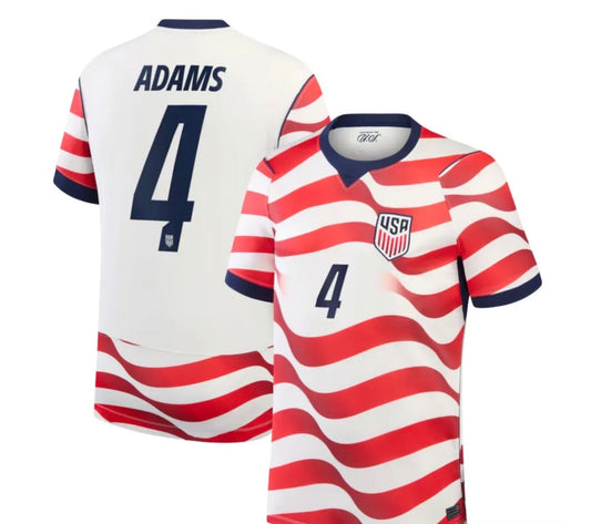 2026 WORLD CUP TYLER ADAMS WHITE AND RED TEAM USA JERSEY