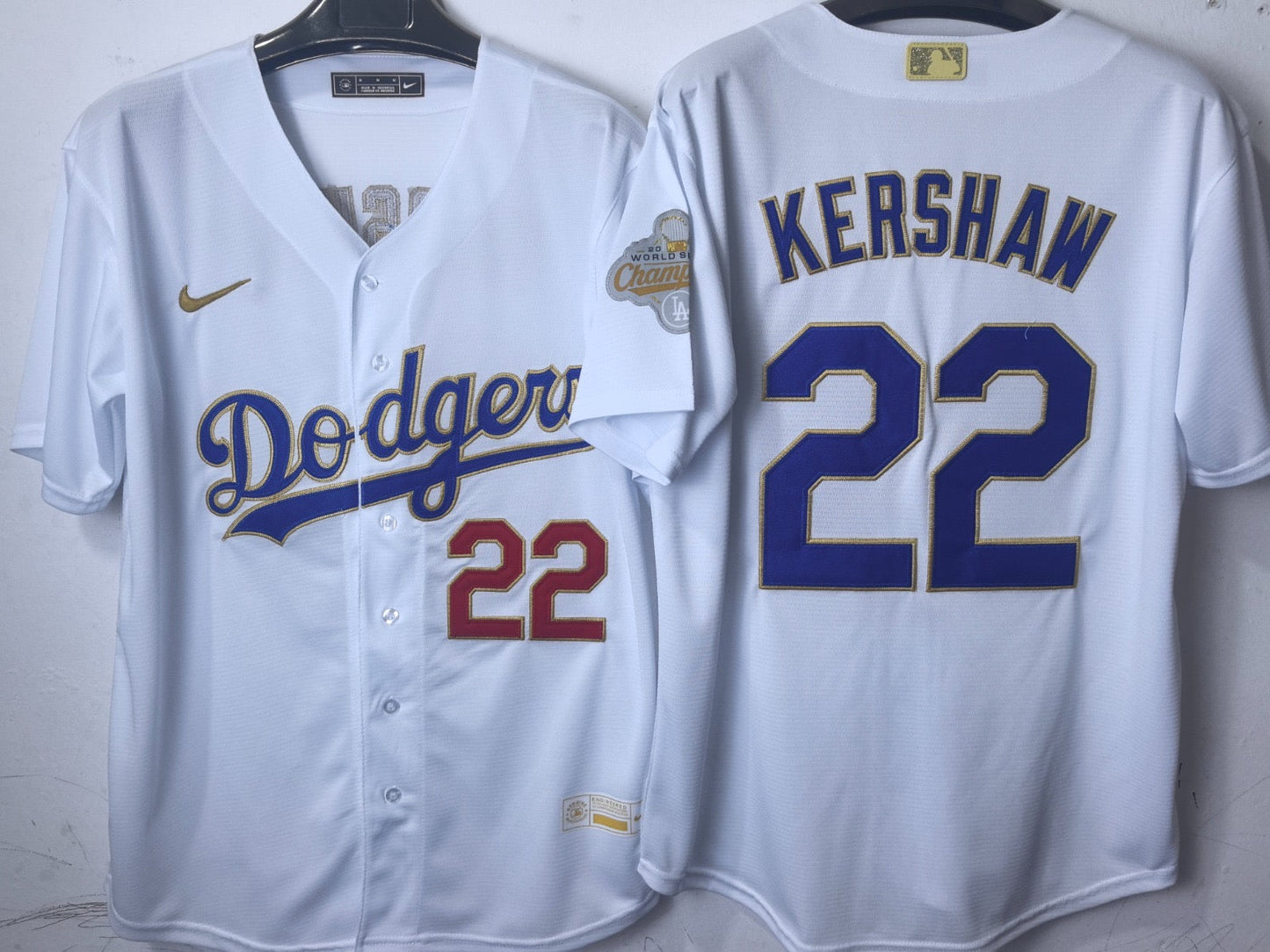 Los Angeles Dodgers Clayton Kershaw White and Gold Jersey