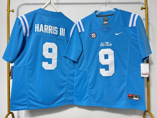 OLE MISS REBELS TRES HARRIS III BLUE JERSEY