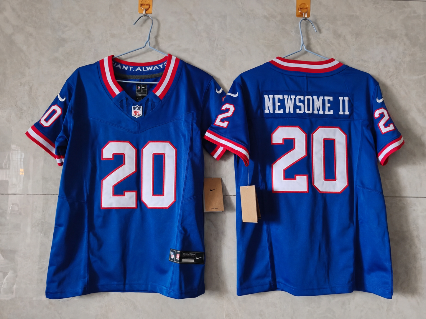 NEW YORK GIANTS GREG NEWSOME II RETRO BLUE JERSEY