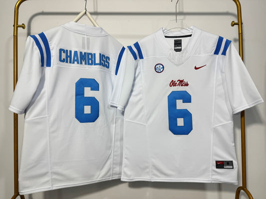 OLE MISS REBELS TRINIDAD CHAMBLISS WHITE JERSEY