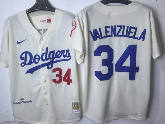 Los Angeles Dodgers Fernando Valenzuela White Jersey Throwback