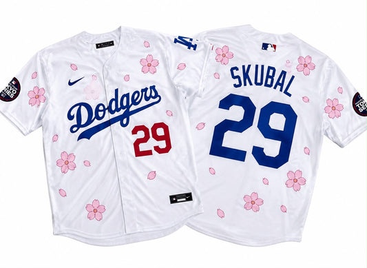 LOS ANGELES DODGERS TARIK SKUBAL WHITE CHERRY BLOSSOM JERSEY