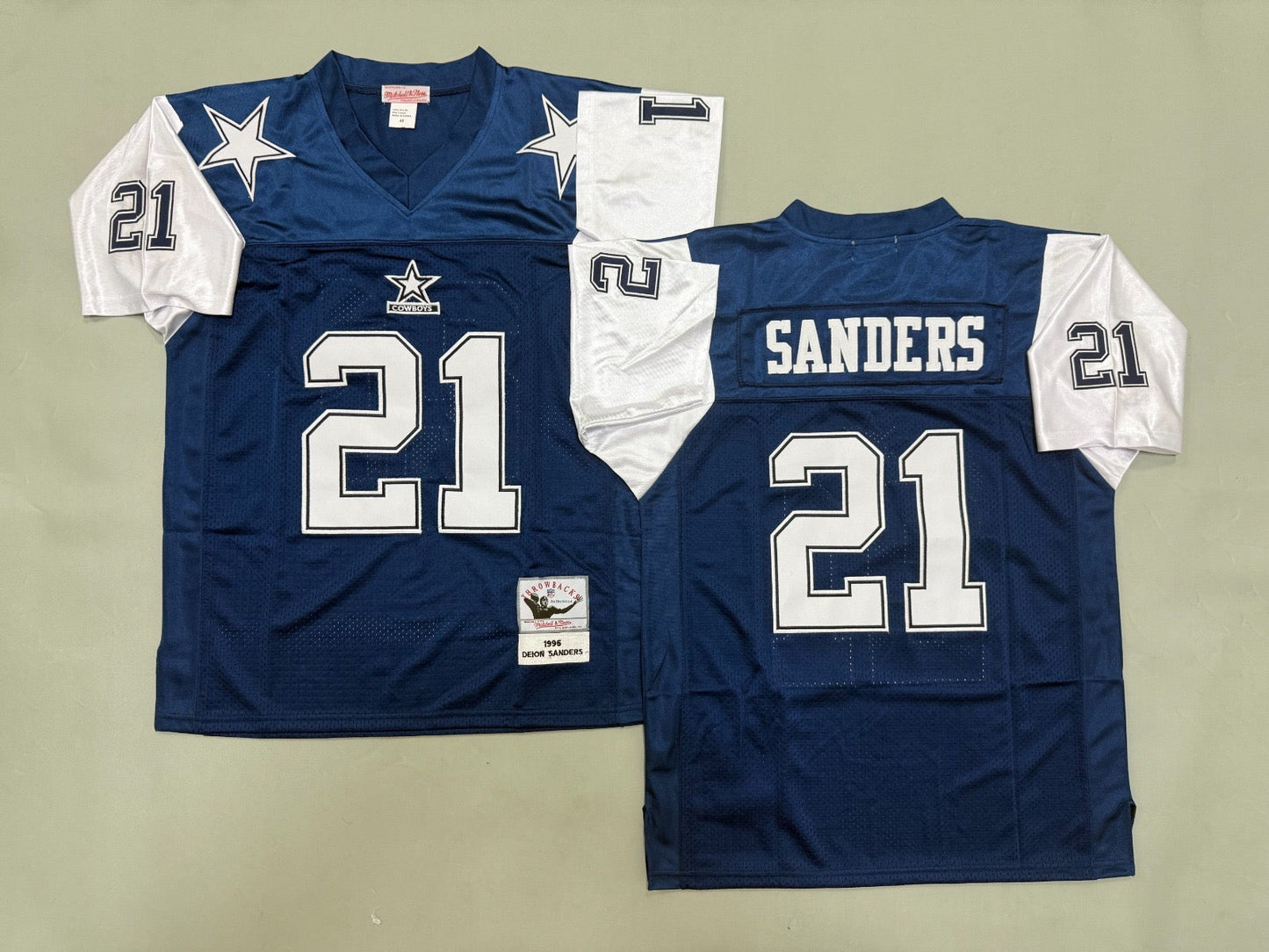 DALLAS COWBOYS DEION SANDERS BLUE VINTAGE JERSEY