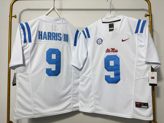 OLE MISS REBELS TRES HARRIS III WHITE JERSEY