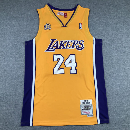 LOS ANGELES LAKERS KOBE BRYANT YELLOW VINTAGE JERSEY
