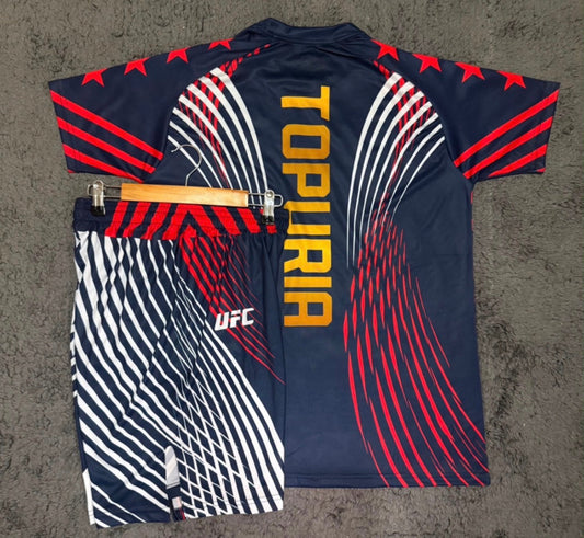 ILIA TOPURIA BLUE AND RED SHIRT AND SHORT COMBO