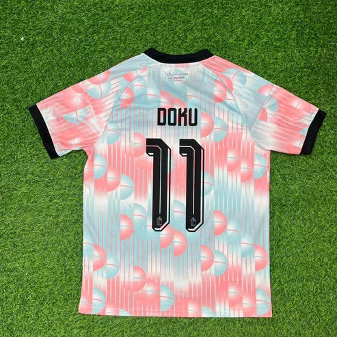 2026 WORLD CUP JEREMY DOKU TEAM BELGIUM RED AND BLUE  JERSEY