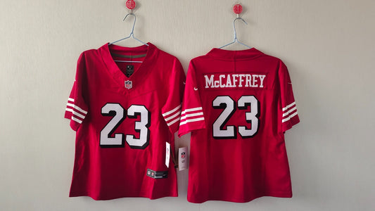 SAN FRANCISCO 49ERS CHRISTIAN MCCAFFREY THROWBACK RED JERSEY