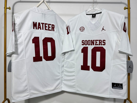 OKLAHOMA SOONERS JOHN MATEER WHITE JERSEY