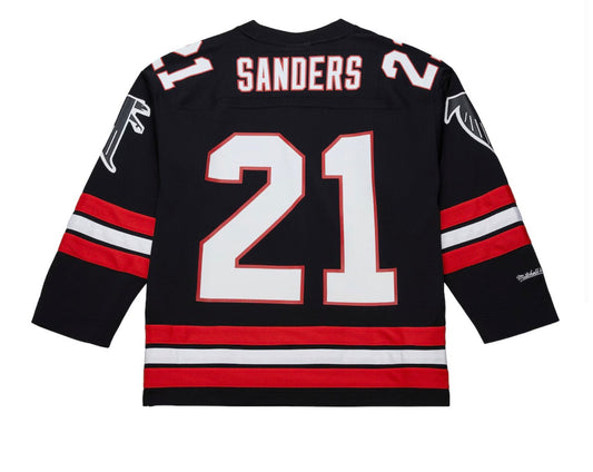 ATLANTA FALCONS DEION SANDERS BLACK HOCKEY STYLE JERSEY