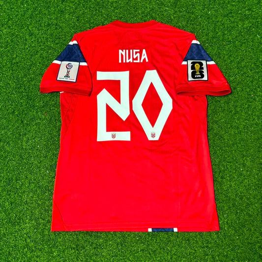 2026 WORLD CUP ANTONIO NUSA TEAM NORWAY RED JERSEY