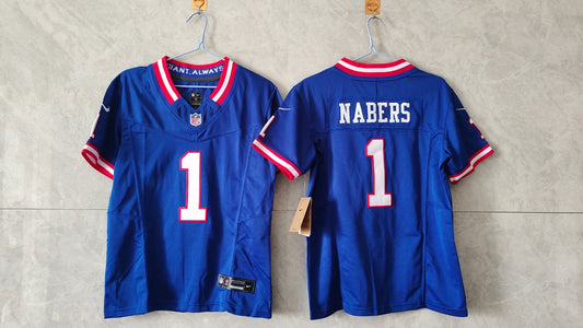 New York Giants Malik Nabers Retro Blue Jersey
