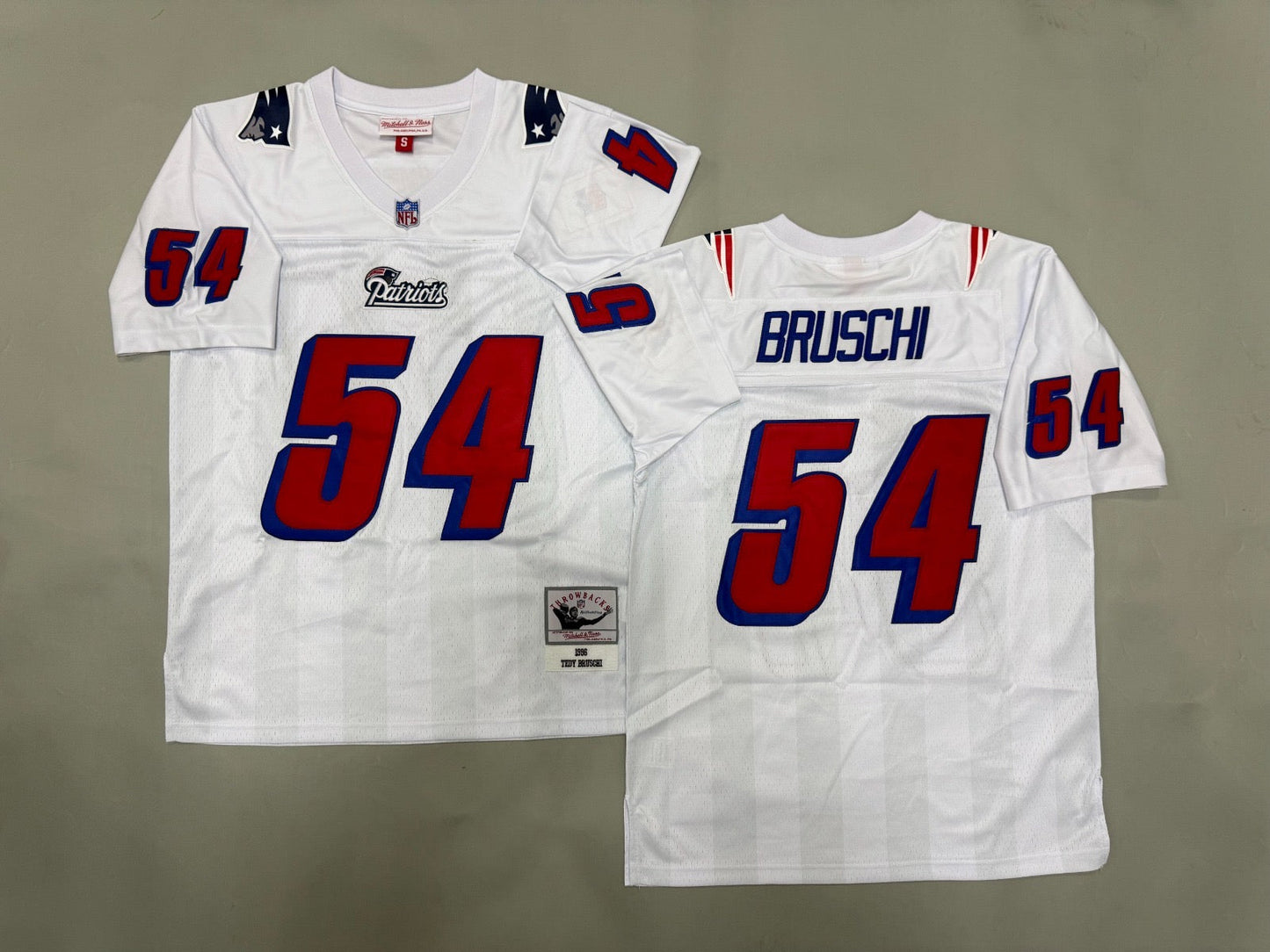 NEW ENGLAND PATRIOTS TEDY BRUSCHI RETRO WHITE VINTAGE JERSEY