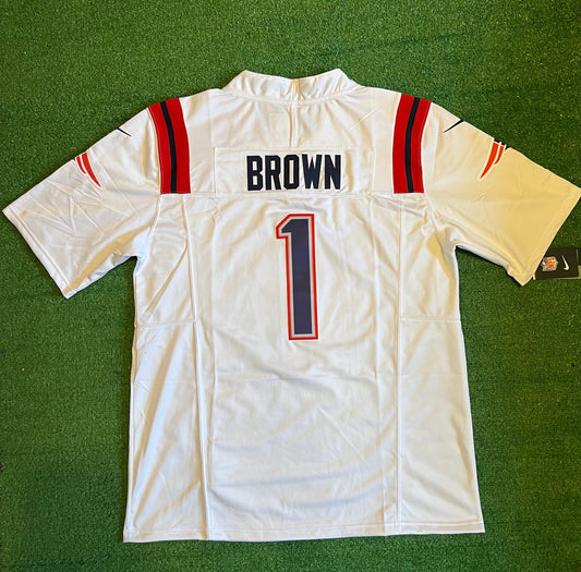 NEW ENGLAND PATRIOTS AJ BROWN WHITE JERSEY