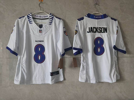 Baltimore Ravens Lamar Jackson White Jersey ￼