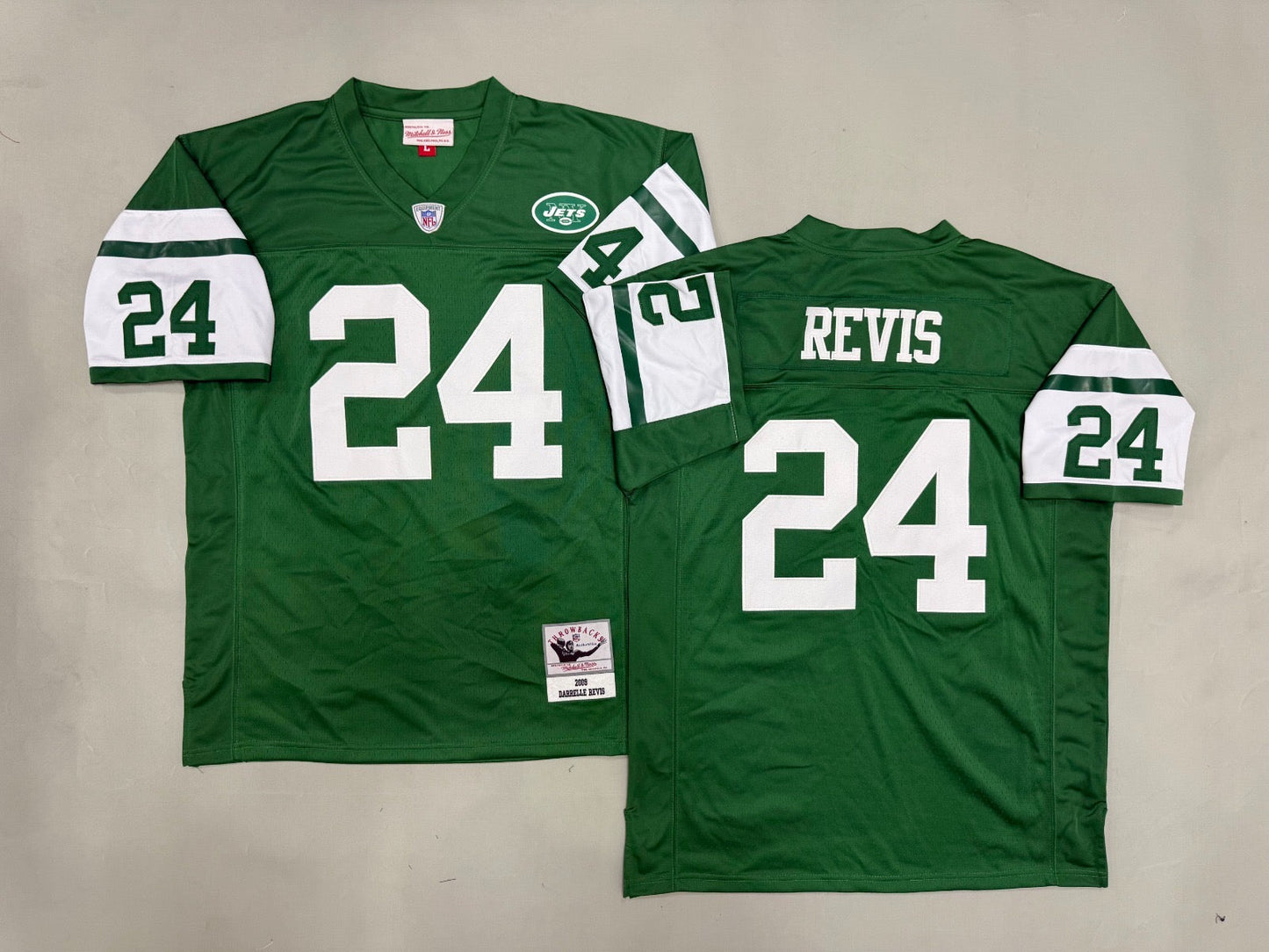 NEW YORK JETS DARRELLE REVIS GREEN VINTAGE JERSEY