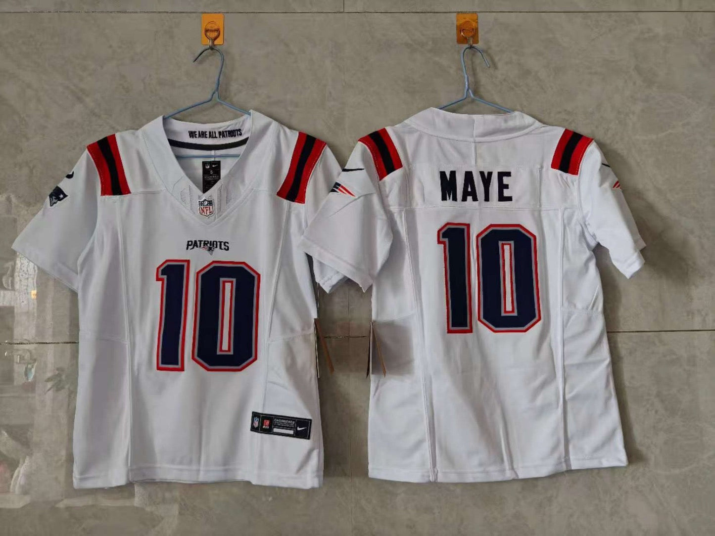 New England Patriots Drake Maye White Jersey