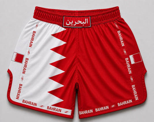 Bahrain White satin Muay Thai shorts