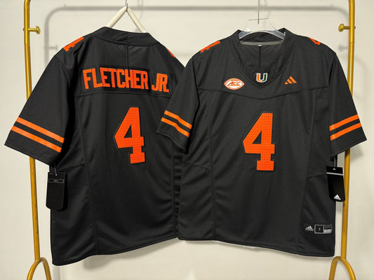 MIAMI HURRICANES MARK FLETCHER JR BLACK JERSEY