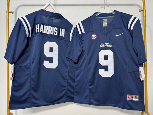 OLE MISS REBELS TRES HARRIS III BLUE JERSEY