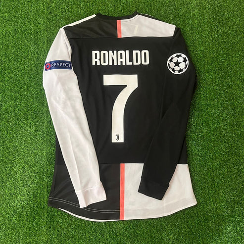 Cristiano Ronaldo 7- Juventus Long Sleeve 2019 2020 Retro White Black Jersey