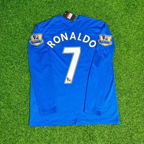 Cristiano Ronaldo Manchester United 2008 Blue EPL Patch Retro Long Sleeve Football