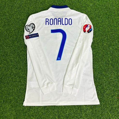Cristiano Ronaldo Portugal EURO 2016 White Long Sleeve Retro Football Jersey