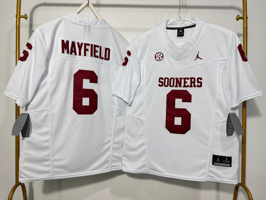 OKLAHOMA SOONERS BAKER MAYFIELD WHITE JERSEY