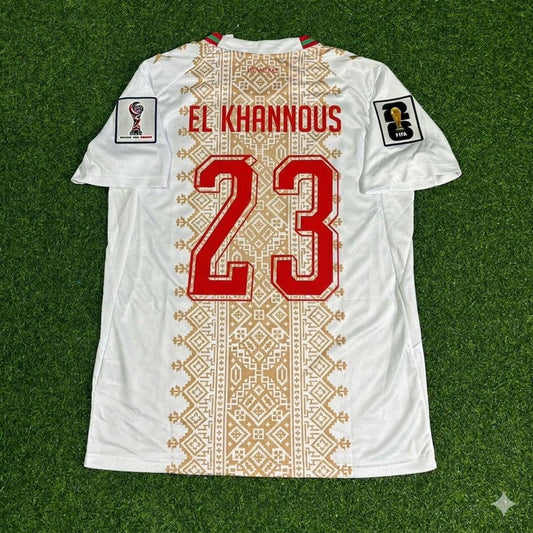 2026 WORLD CUP BILAL EL KHANNOUSS TEAM MOROCCO WHITE JERSEY