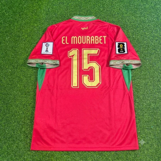2026 WORLD CUP SAMIR EL MOURABET TEAM MOROCCO RED JERSEY