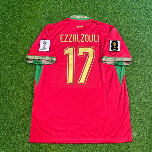 2026 WORLD CUP ABDE EZZALZOULI TEAM MOROCCO RED JERSEY