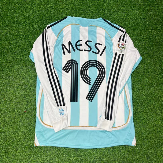 Lionel Messi Argentina 2006 World Cup Retro Long Sleeve Football Jersey