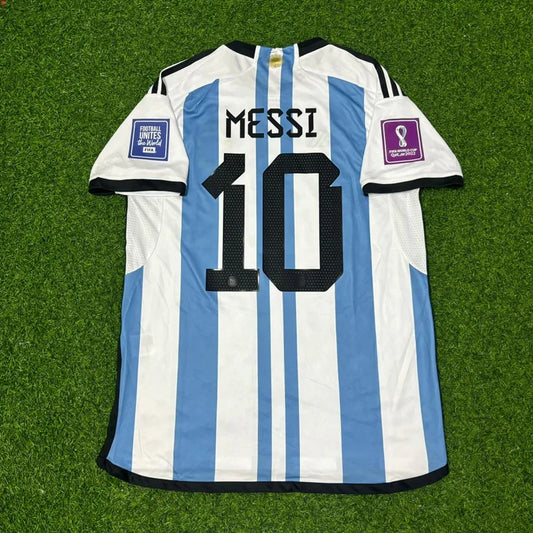Lionel Messi Argentina 2022 World Cup Final Home Jersey