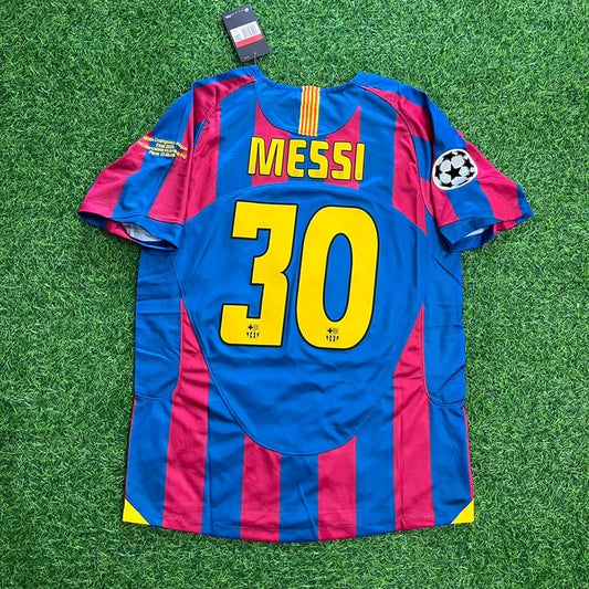 Lionel Messi #30 Barcelona 2006 Champions League Final Retro Football Jersey