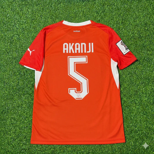 2026 WORLD CUP MANUEL AKANJI TEAM SWITZERLAND RED JERSEY