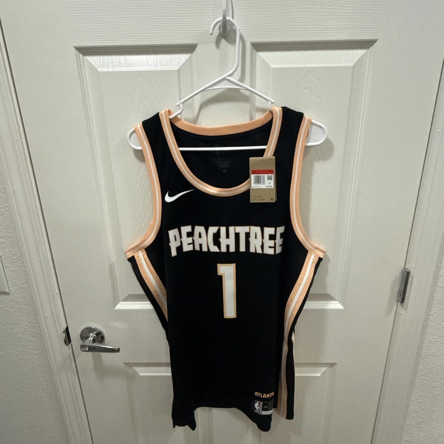ATLANTA HAWKS JALEN JOHNSON BLACK PEACHTREE JERSEY